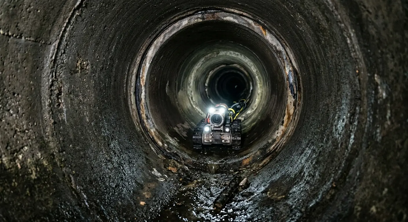 Robotic sewer camera inspecting pipe interior for Drain Snake Service in Lincoln